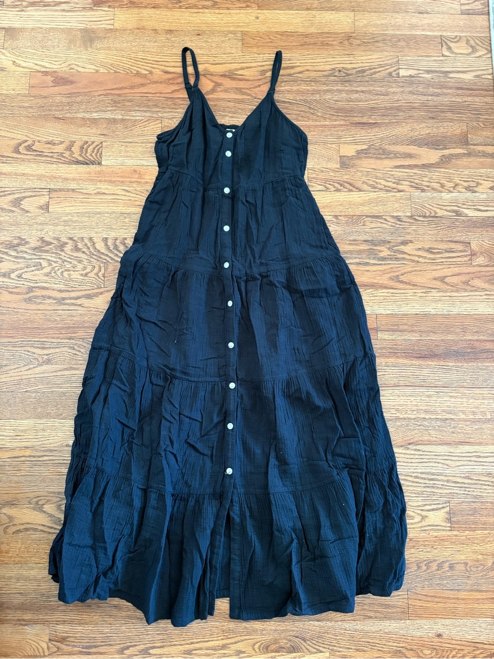 Universal Thread Black Tiered Button-Front Maxi Dress